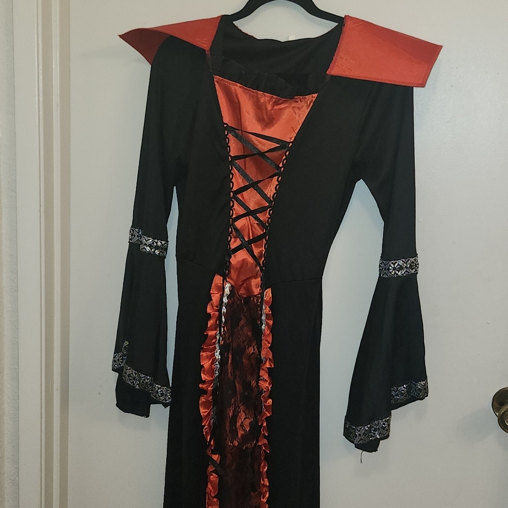Black and Red Gothic Dress with Lace Details